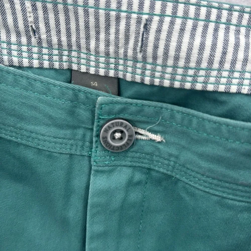 3For$20 Natural Reflection Chino Style Teal Shorts w/Pockets NWOT size 14